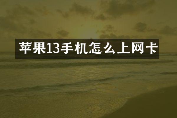 苹果13手机怎么上网卡