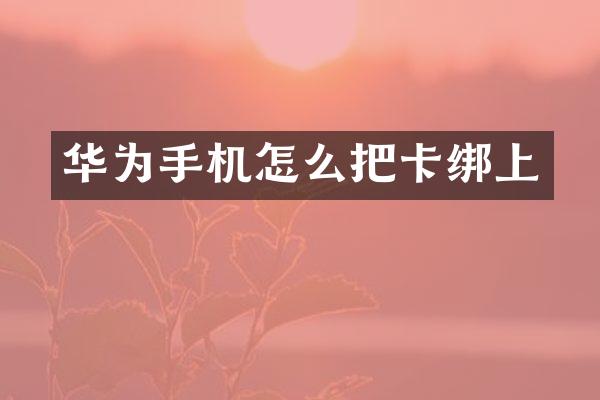 华为手机怎么把卡绑上