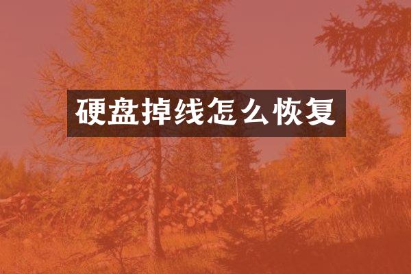 硬盘掉线怎么恢复