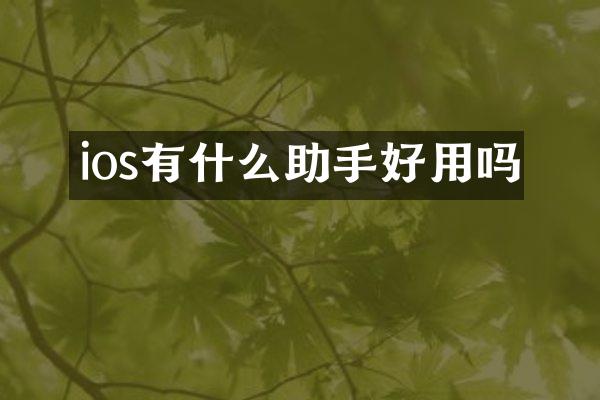 ios有什么助手好用吗