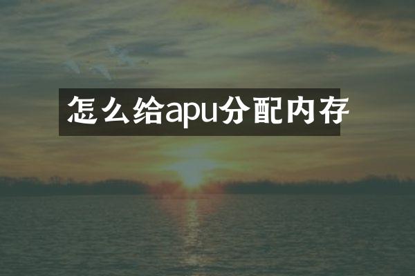 怎么给apu分配内存