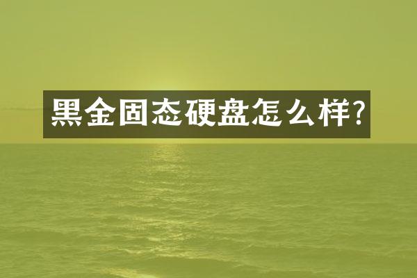 黑金固态硬盘怎么样?