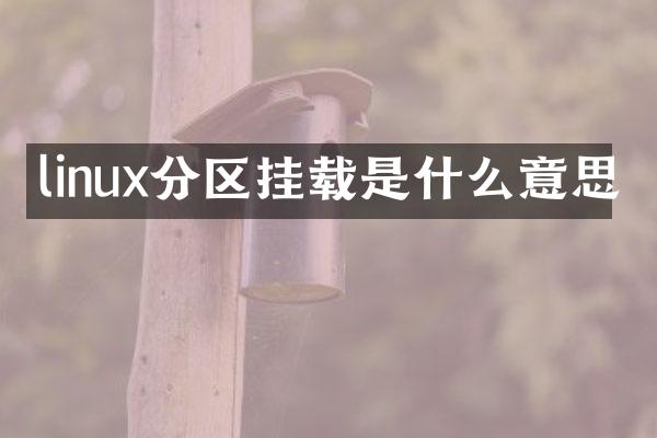 linux分区挂载是什么意思