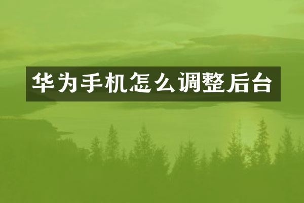 华为手机怎么调整后台