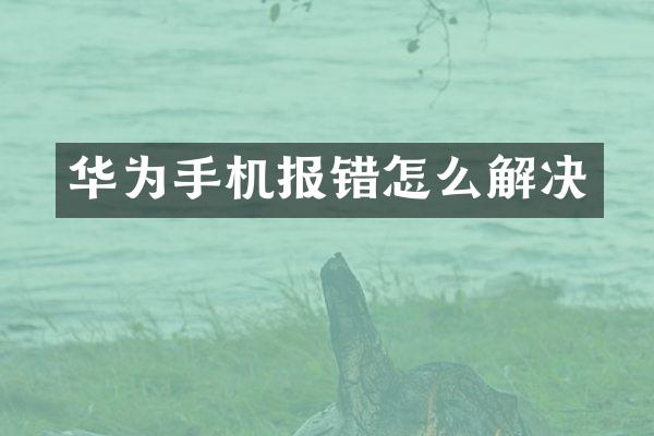 华为手机报错怎么解决