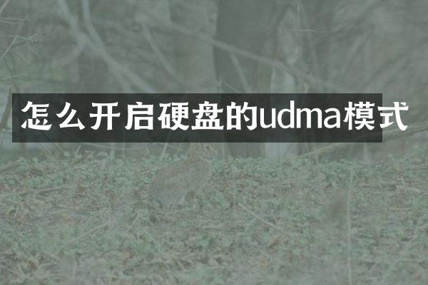 怎么开启硬盘的udma模式