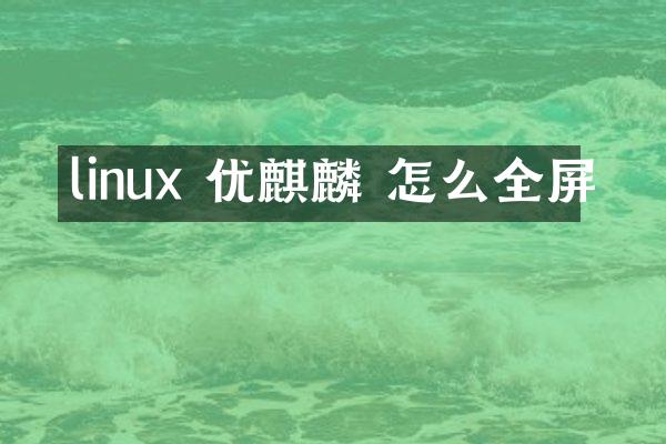 linux 优麒麟 怎么全屏