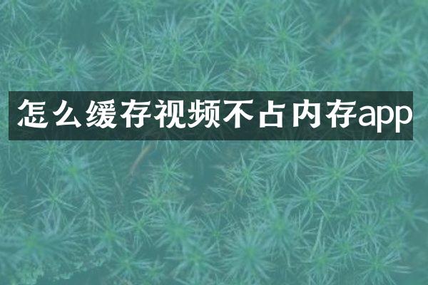 怎么缓存视频不占内存app