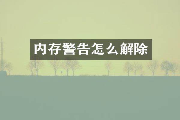 内存警告怎么解除