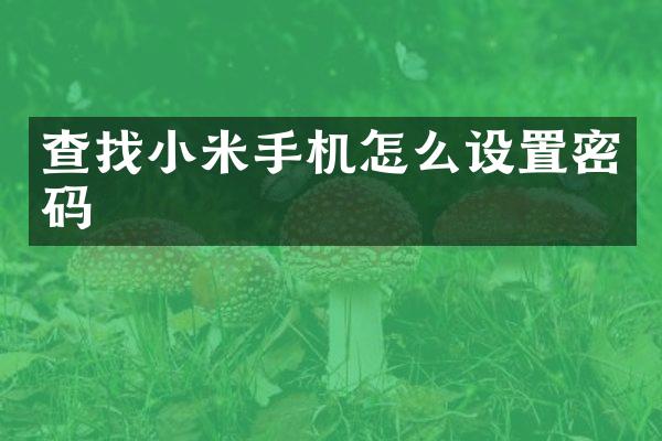 查找小米手机怎么设置密码