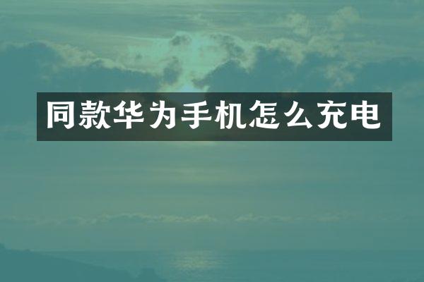 同款华为手机怎么充电