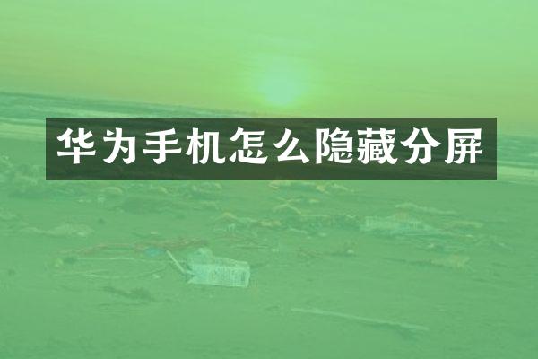 华为手机怎么隐藏分屏