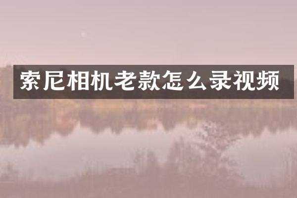 索尼相机老款怎么录视频