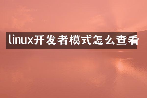 linux开发者模式怎么查看