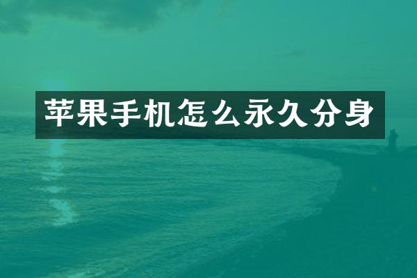 苹果手机怎么永久分身