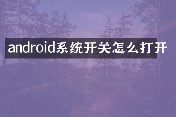 android系统开关怎么打开