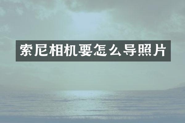 索尼相机要怎么导照片