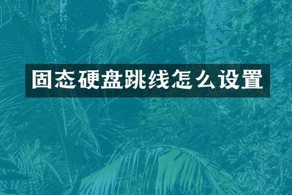 固态硬盘跳线怎么设置