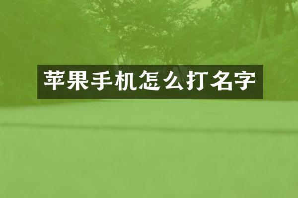 苹果手机怎么打名字