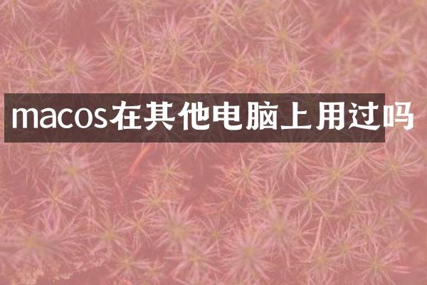 macos在其他电脑上用过吗