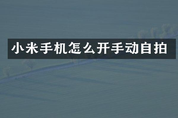 小米手机怎么开手动