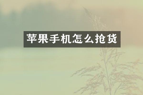苹果手机怎么抢货