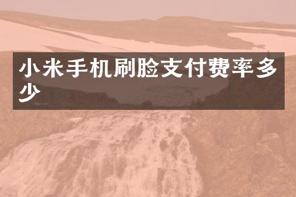小米手机刷脸支付费率多少