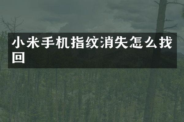 小米手机指纹消失怎么找回