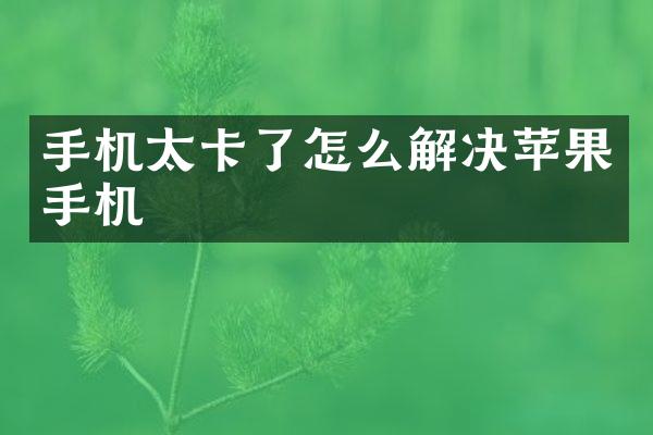 手机太卡了怎么解决苹果手机