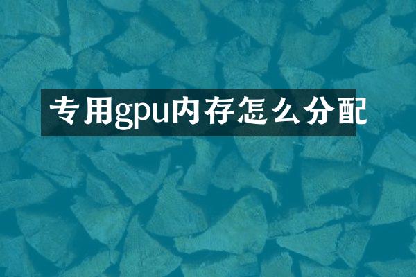 专用gpu内存怎么分配