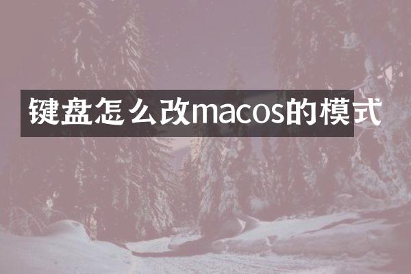 键盘怎么改macos的模式