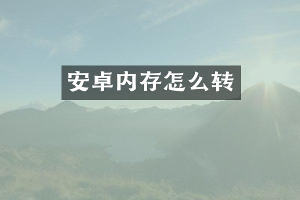 安卓内存怎么转