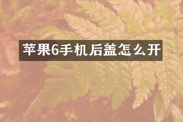 苹果6手机后盖怎么开