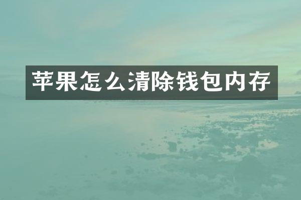 苹果怎么清除钱包内存