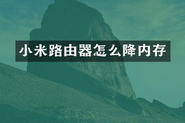 小米路由器怎么降内存