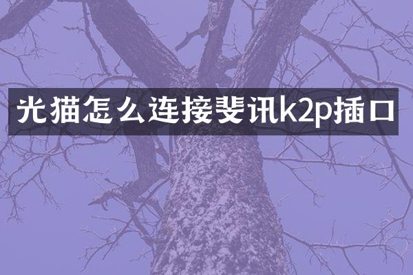 光猫怎么连接斐讯k2p插口