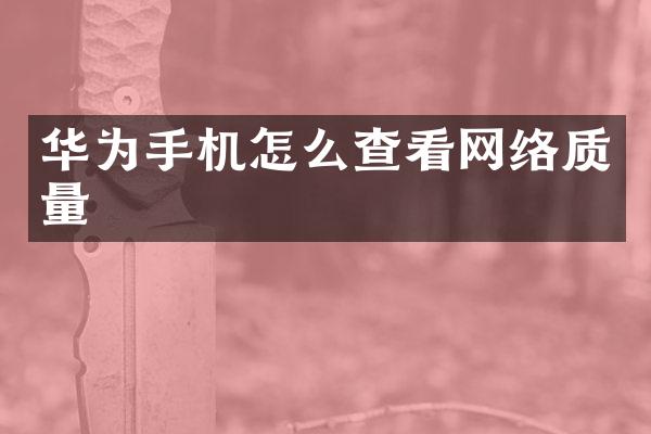 华为手机怎么查看网络质量