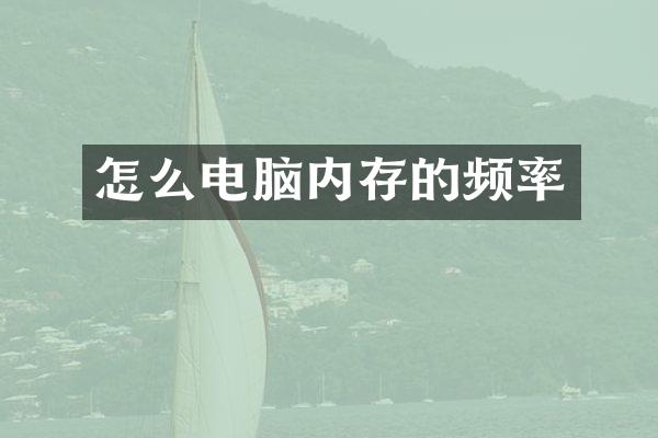 怎么电脑内存的频率