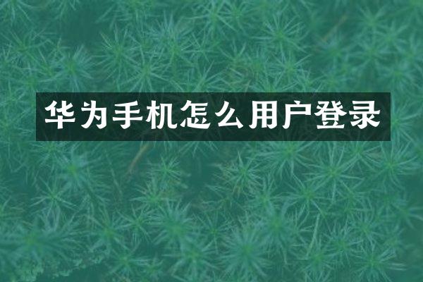 华为手机怎么用户登录