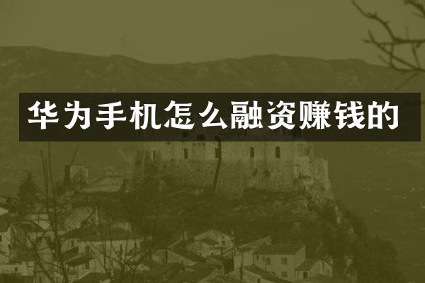 华为手机怎么融资赚钱的