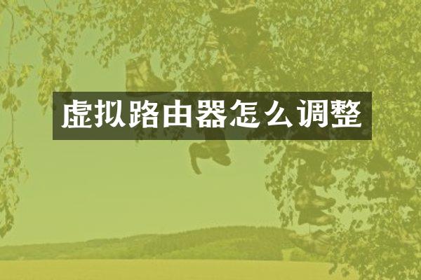 虚拟路由器怎么调整