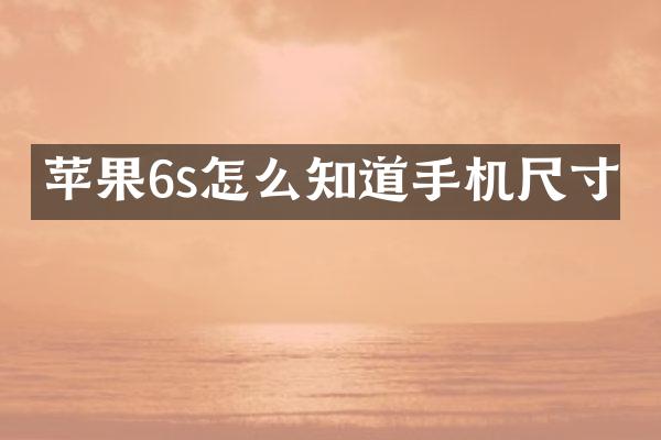 苹果6s怎么知道手机尺寸
