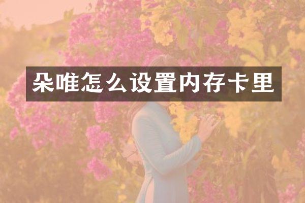 朵唯怎么设置内存卡里