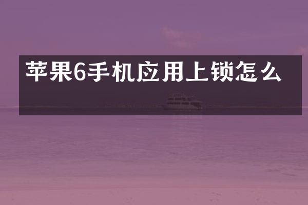 苹果6手机应用上锁怎么上