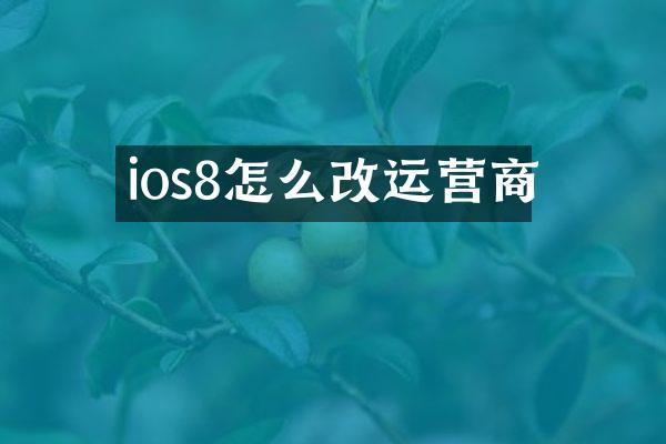 ios8怎么改运营商