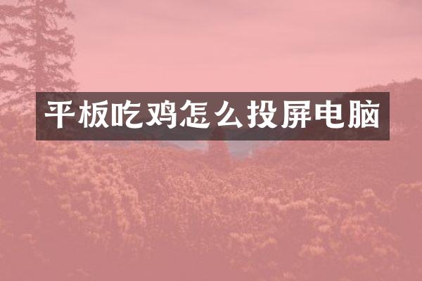 平板吃鸡怎么投屏电脑