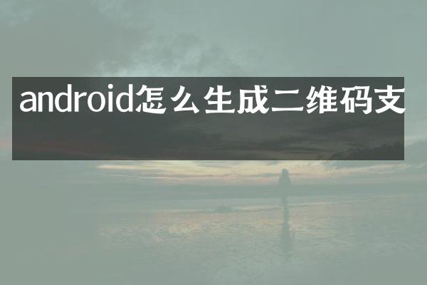 android怎么生成二维码支付