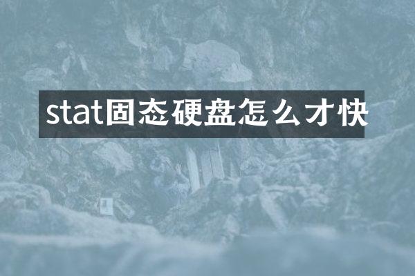 stat固态硬盘怎么才快