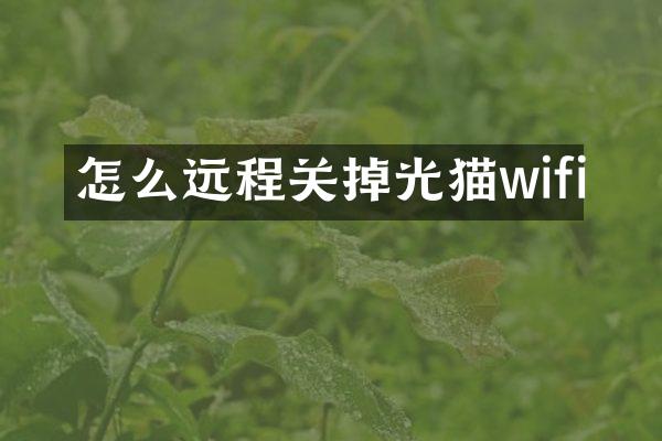 怎么远程关掉光猫wifi