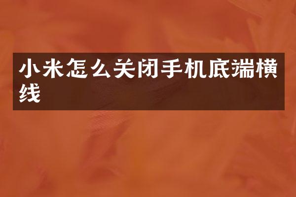 小米怎么关闭手机底端横线